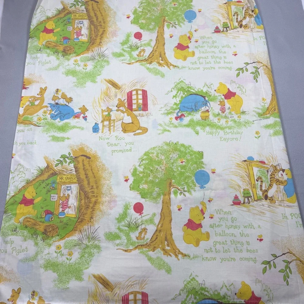 Vintage Winnie the Pooh Twin Flat Sheet Fabric PermaPrest Disney Storybook Print